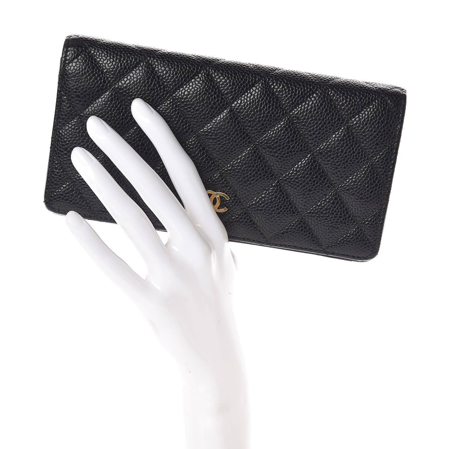 Chanel Caviar Quilted Yen Wallet Black 2 of 7