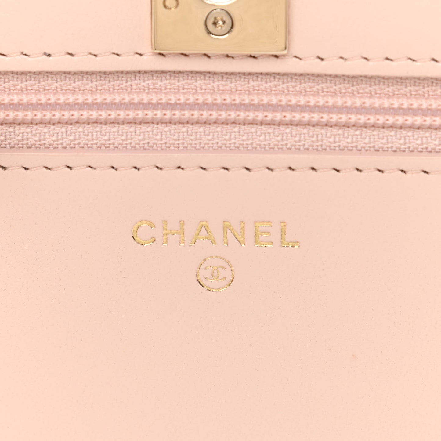 Lambskin Quilted Trendy CC Wallet On Chain WOC Light Beige