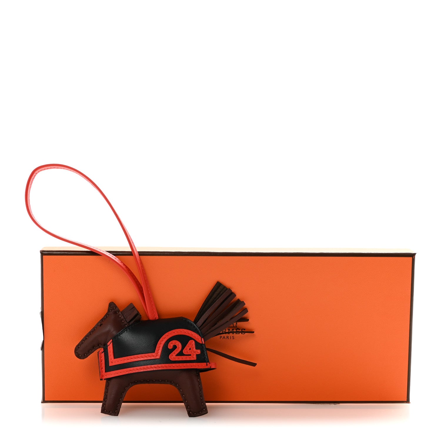 Hermes Milo Lambskin Grigri Rodeo Robeo 24 Bag Charm PM Terre Black Capucine 10 of 11