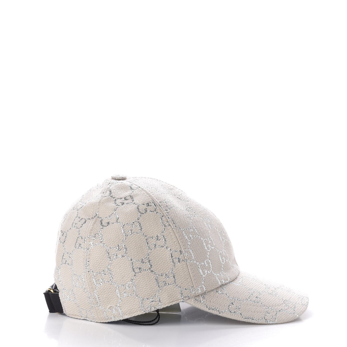 Canvas Lame GG Monogram Rush Baseball Hat M Gardenia Silver