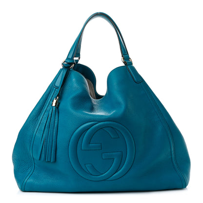 Gucci Pebbled Calfskin Large Soho Shoulder Bag Riviera Blue 1 of 9