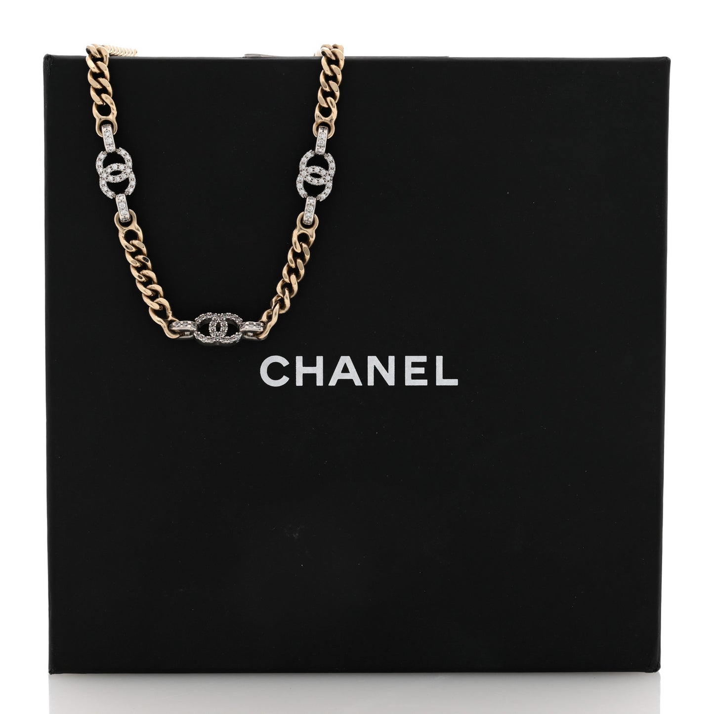 Crystal Chain CC Link Choker Gold Silver