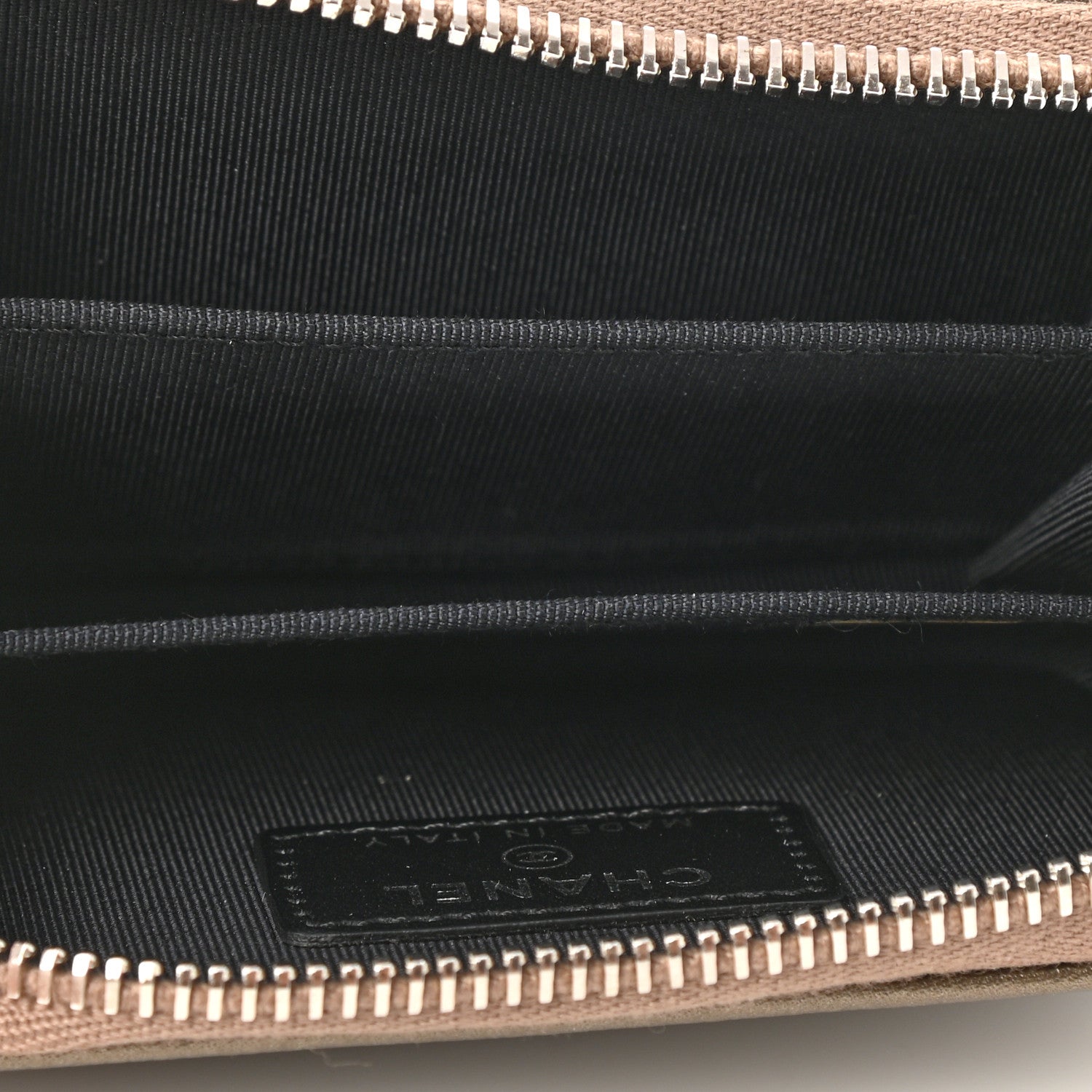 Chanel Iridescent Caviar Satin Zip Coin Purse Light Gold Black 5 of 8