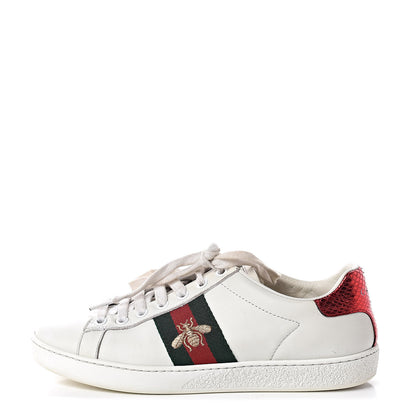 Gucci Calfskin Ayers Bee Embroidered Womens Ace Sneakers 36 White Green 1 of 21