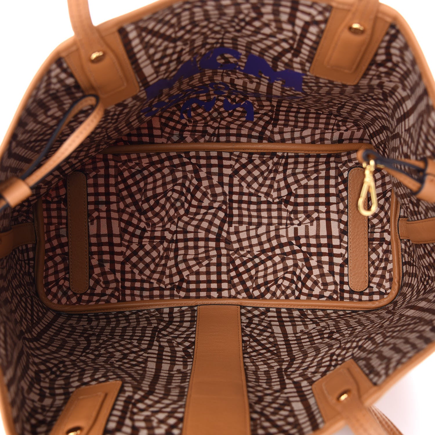 MCM Visetos Medium Liz Reversible Shopper Tote Cognac 9 of 14