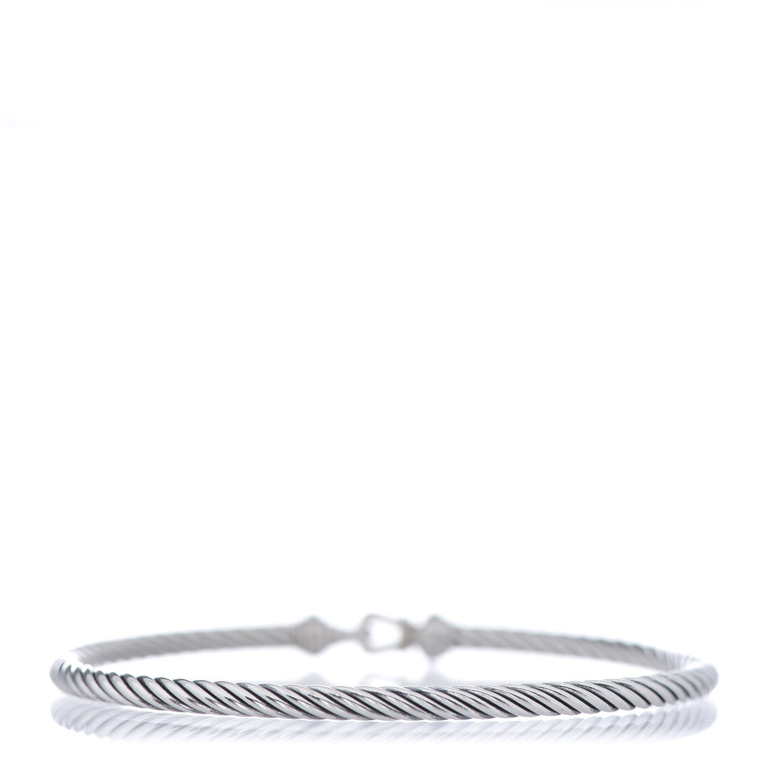 David Yurman Sterling Silver Diamond 3mm Cable Buckle Bracelet 3 of 4