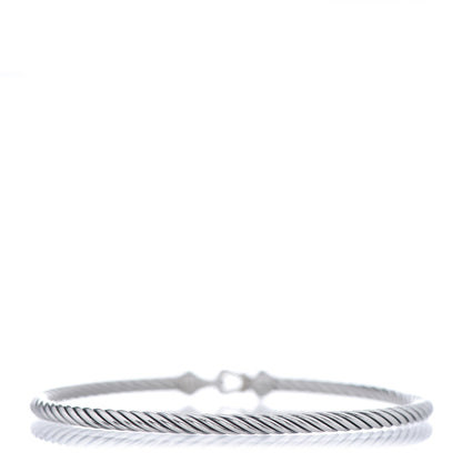David Yurman Sterling Silver Diamond 3mm Cable Buckle Bracelet 3 of 4