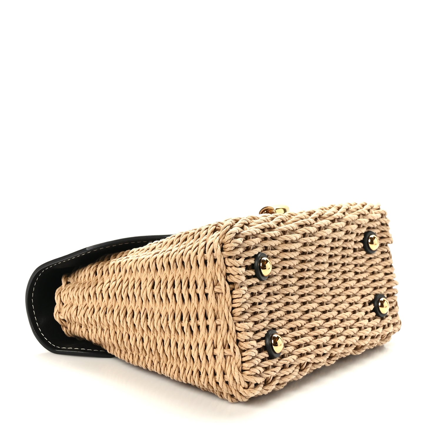 Calfskin Wicker Margot Top Handle Satchel Black