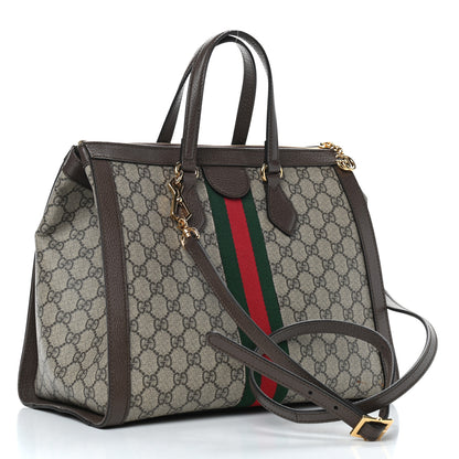 Gucci GG Supreme Monogram Web Medium Ophidia Tote Bag Brown 3 of 5