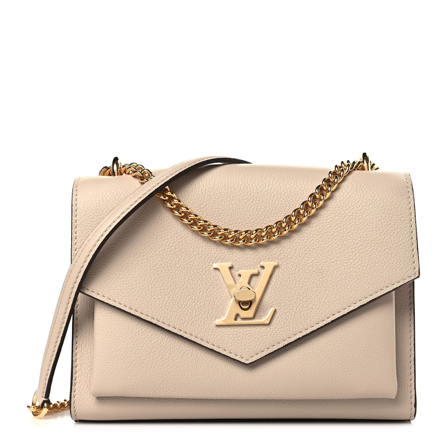 Louis Vuitton Soft Calfskin Mylockme Chain Bag BB Greige 1 of 8