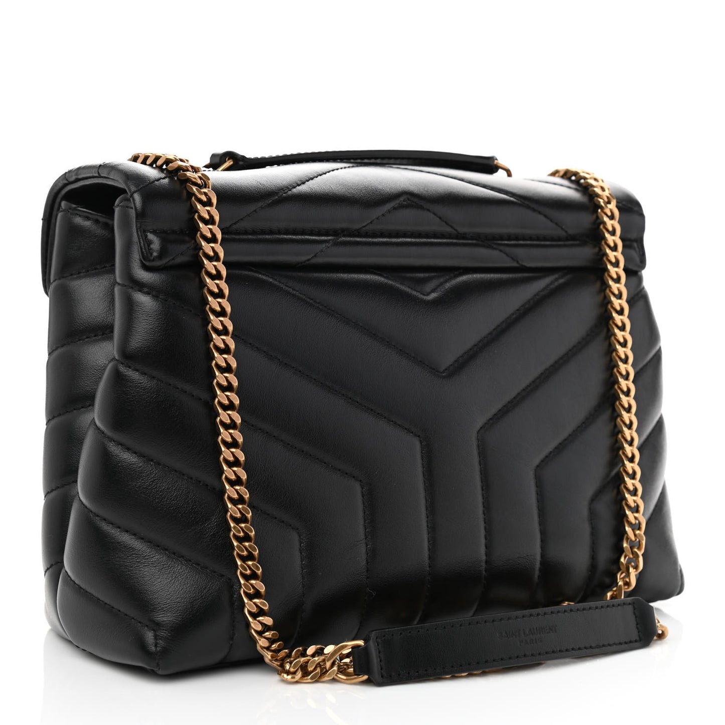 Calfskin Y Quilted Monogram Small Loulou Chain Satchel Black