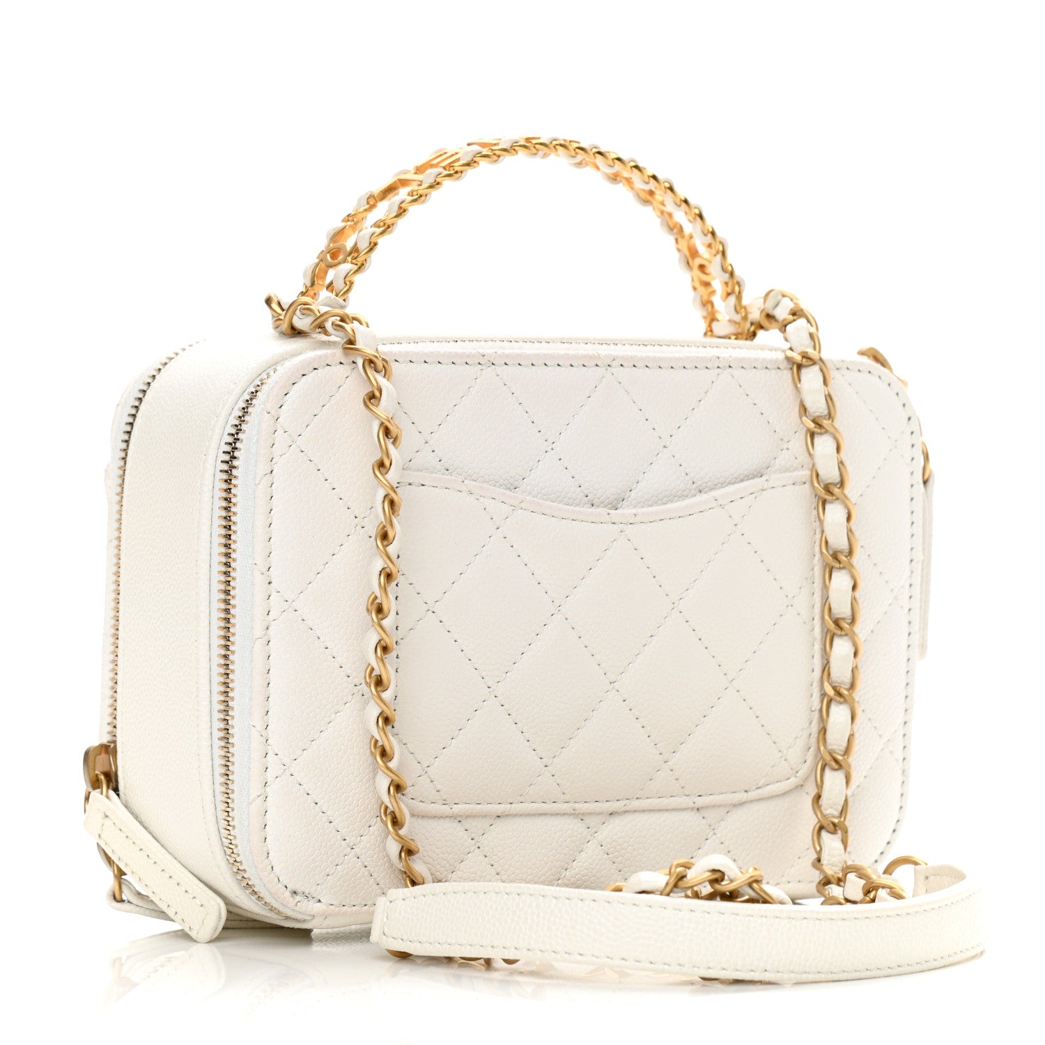 Chanel Caviar Quilted Small Pick Me Up Vanity Case White 3 of 10