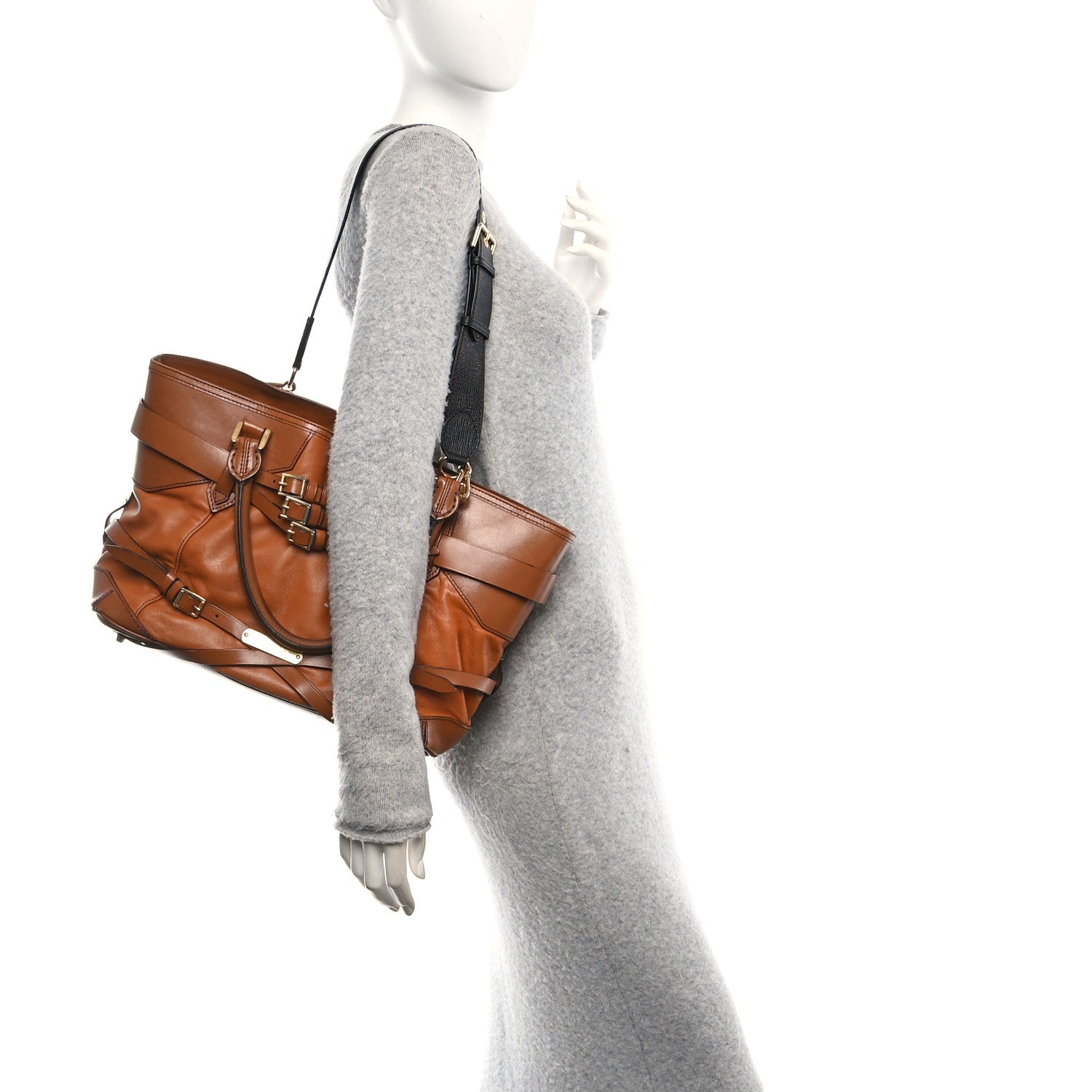 Burberry Lambskin Bridle Calfskin Medium Landscape Lynher Tote Tan 2 of 9