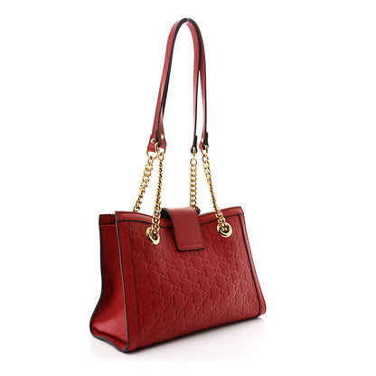 Gucci Guccissima Small Padlock Tote Red 3 of 11