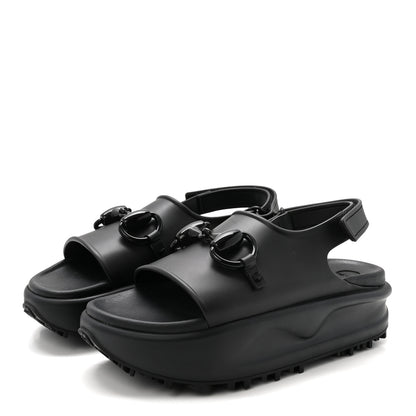 Gucci Soft Rubber Horsebit Touch Womens Strapped Sandals 38 Black 4 of 9
