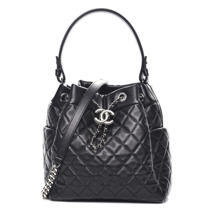 Chanel Lambskin Quilted Small Chain Bucket Bag Black 1 of 9