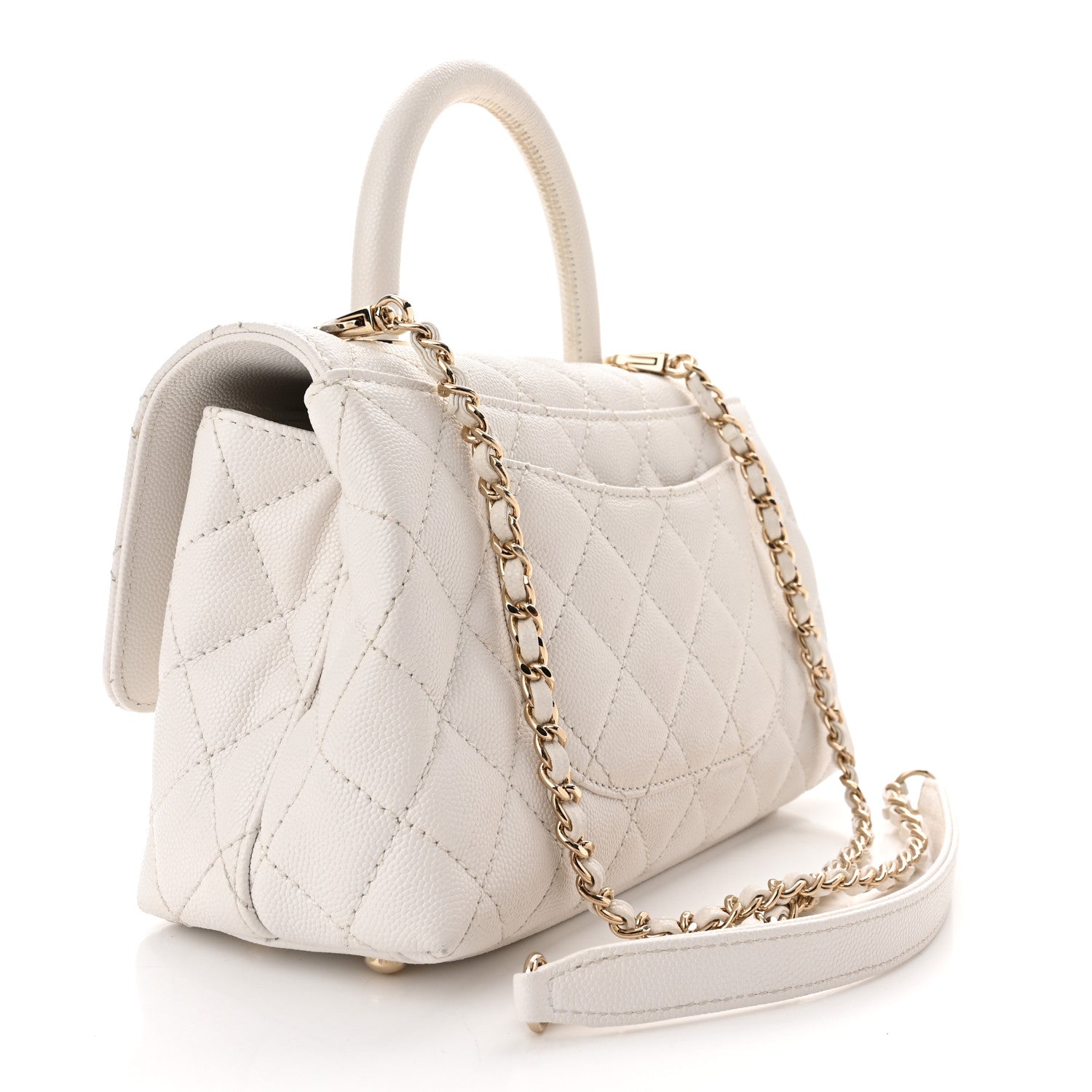 Chanel Caviar Quilted Mini Coco Handle Flap White 3 of 10