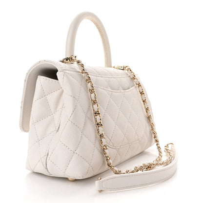 Chanel Caviar Quilted Mini Coco Handle Flap White 3 of 10
