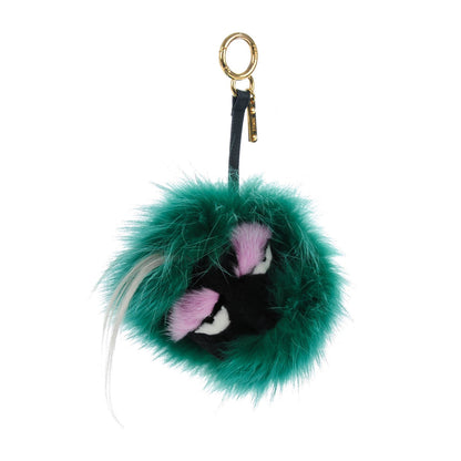 Fendi Fox Rabbit Goat Mink Fur Vitello Flamingo Minty Monster Bag Bug Charm Green Apple Multicolor 1 of 5
