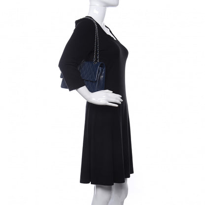 Chanel Caviar Quilted Medium Double Flap Dark Blue 2 of 11