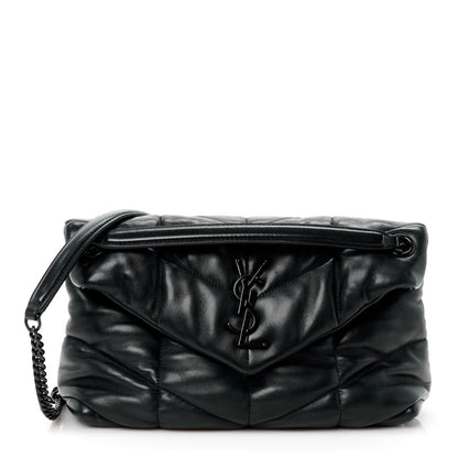 Saint Laurent Lambskin Quilted Monogram Monochrome Small Loulou Puffer Chain Satchel Black 1 of 11