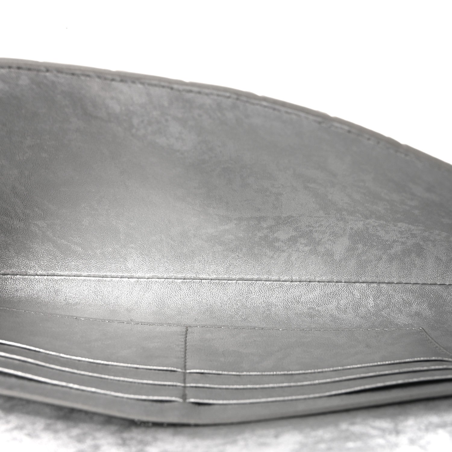 Bottega Veneta Metallic Lambskin Intrecciato Long Andiamo Top Handle Clutch Silver 5 of 6