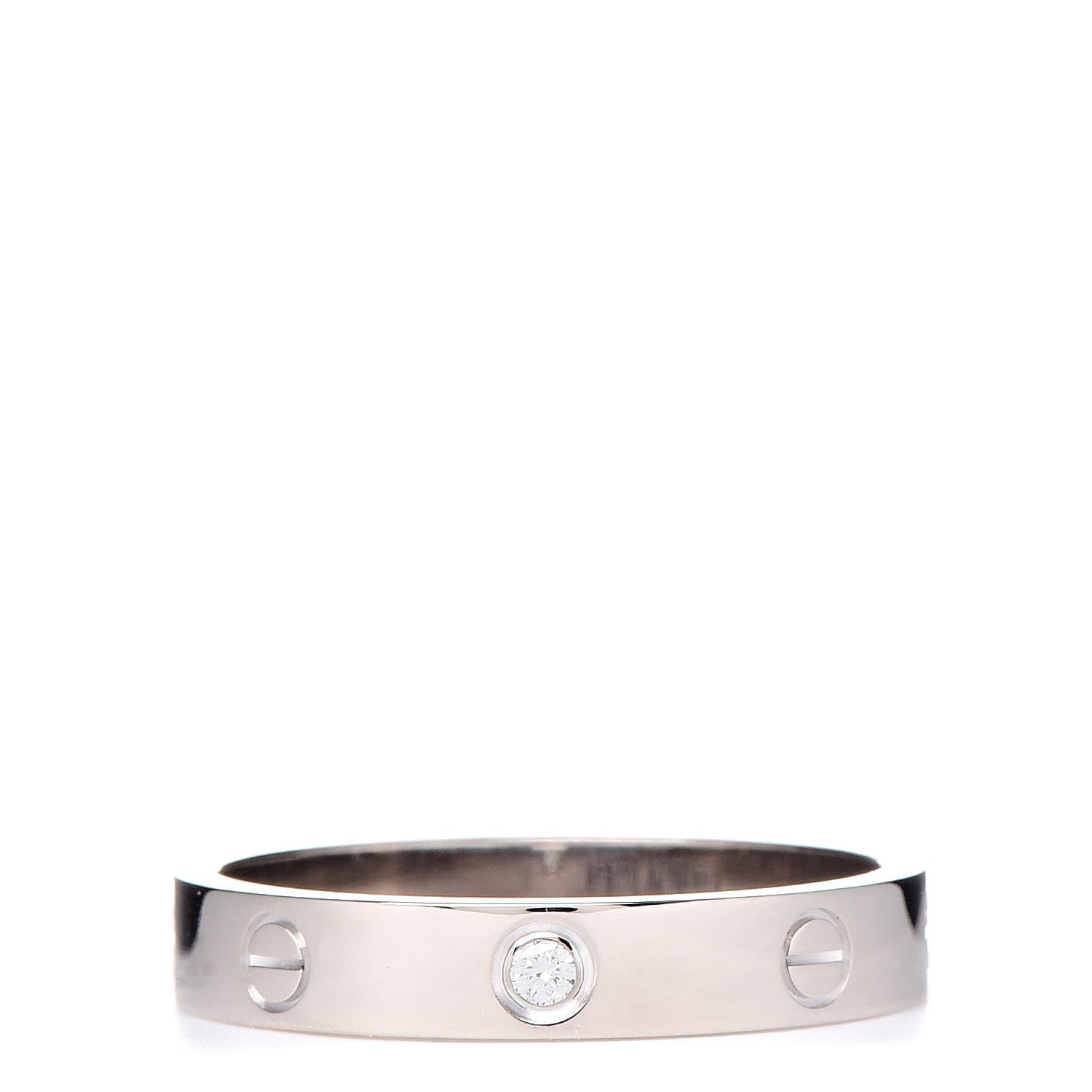 Cartier 18K White Gold Diamond 4mm LOVE Wedding Band Ring 61 9.5 1 of 5