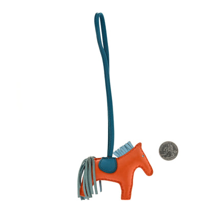 Hermes Milo Lambskin Grigri Rodeo Horse Bag Charm PM Feu Celeste Bleu Izmir 2 of 3