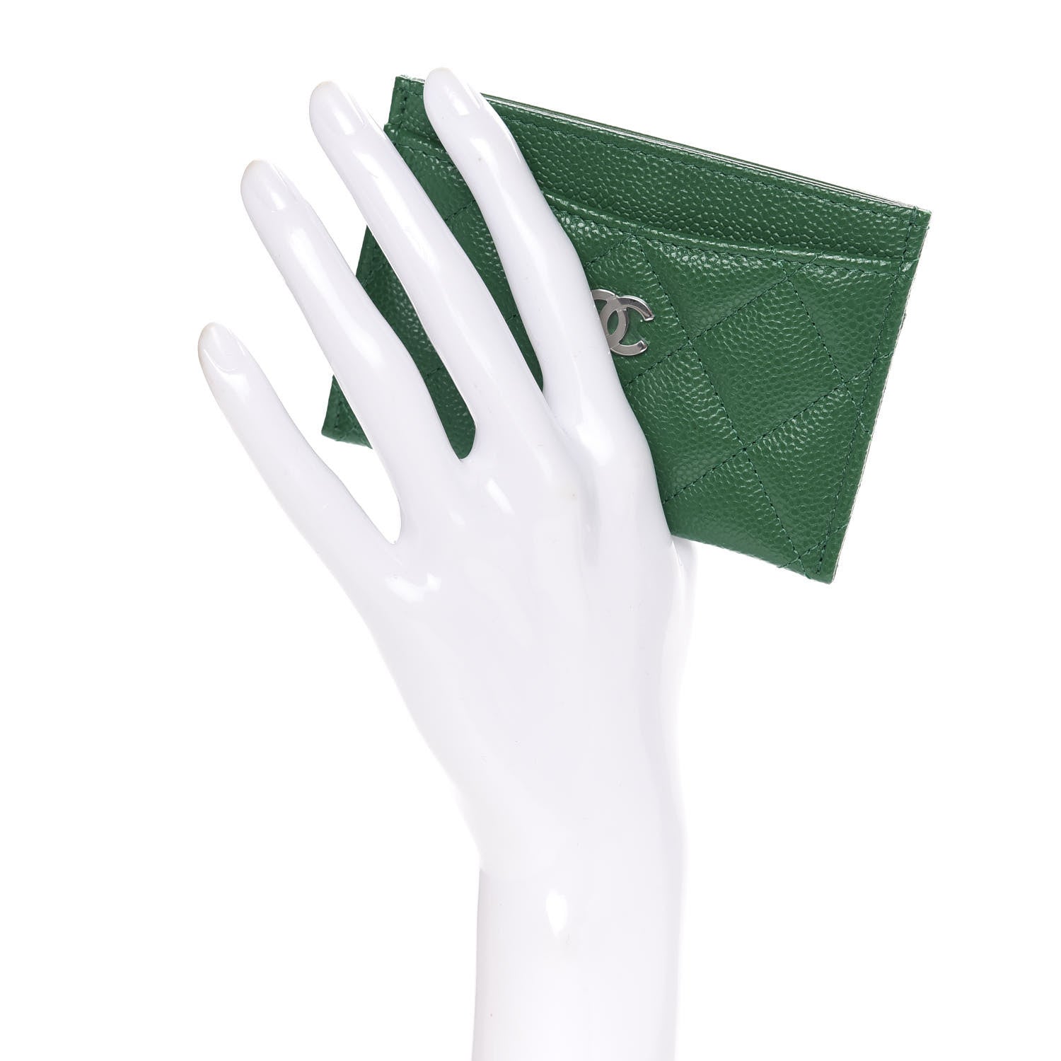 Chanel Caviar Quilted Card Holder Green 2 of 9