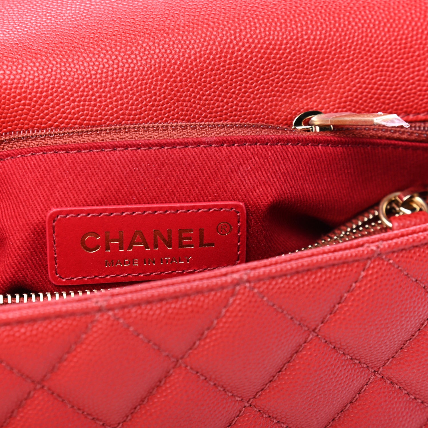Chanel Caviar Lizard Embossed Quilted Small Coco Handle Flap Red 5 of 6