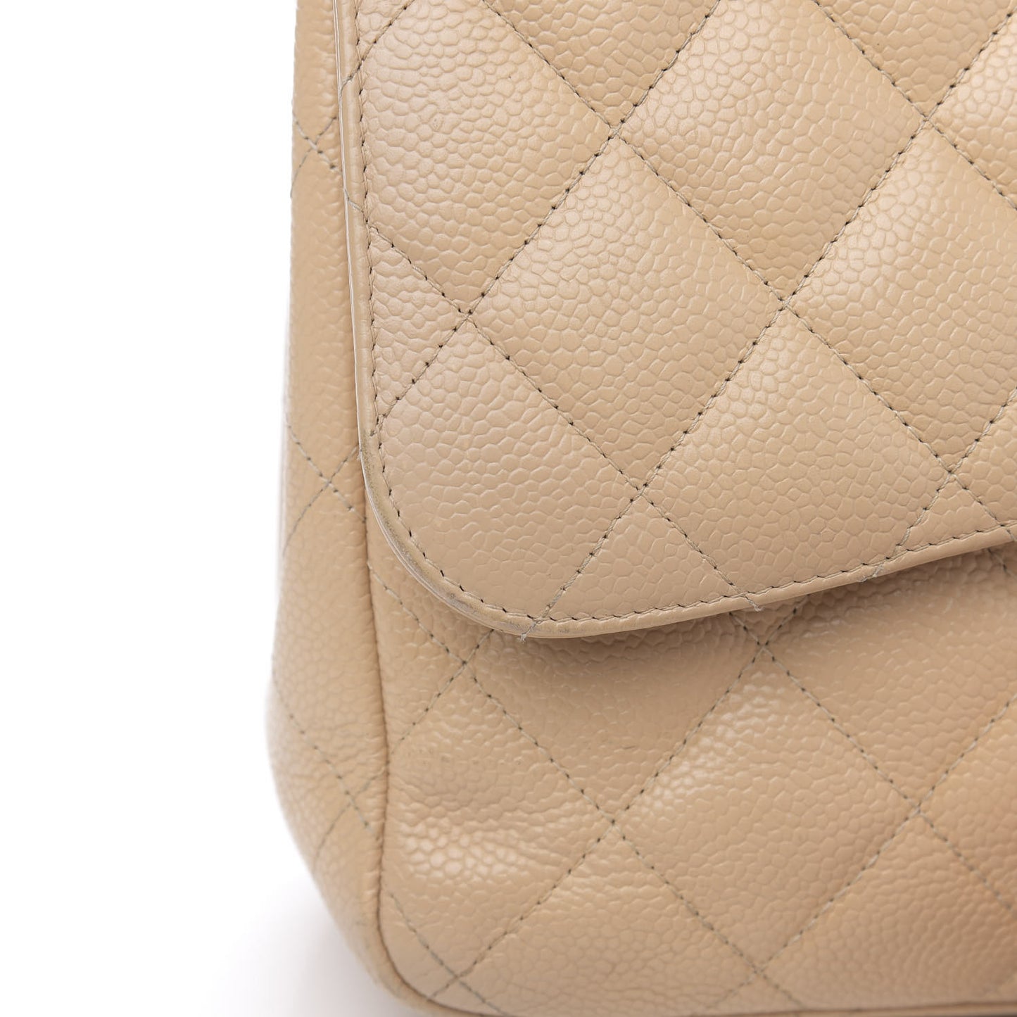 Caviar Quilted Jumbo Double Flap Beige Clair
