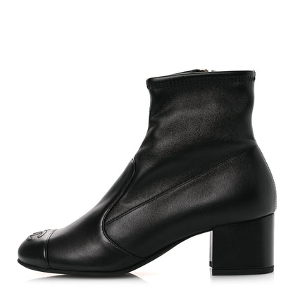 Chanel Stretch Lambskin Cap Toe CC Short Boots 36.5 Black 1 of 11