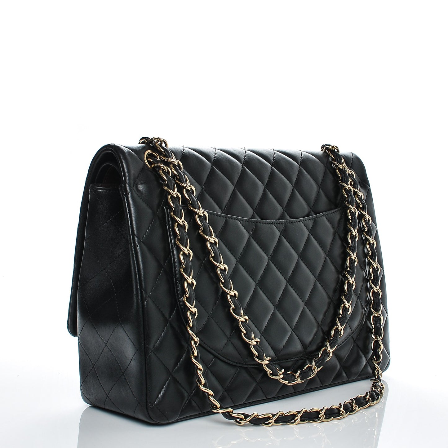 Lambskin Quilted Maxi Double Flap Black