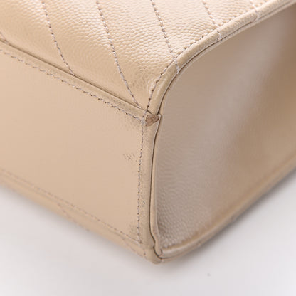 Saint Laurent Grain De Poudre Matelasse Chevron Large Monogram Satchel Dark Beige 11 of 11