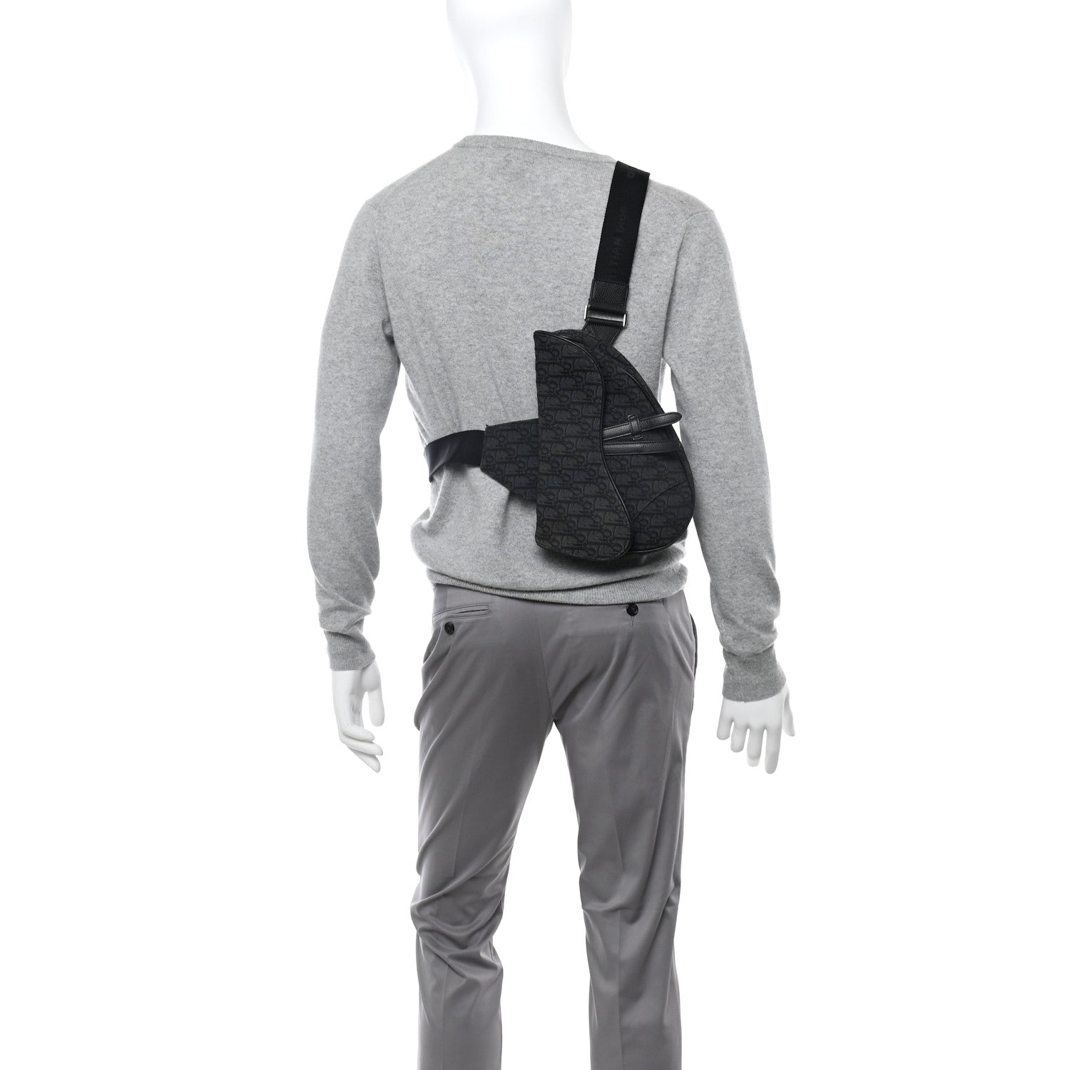 Christian Dior Oblique Mens Saddle Bag Black 3 of 17