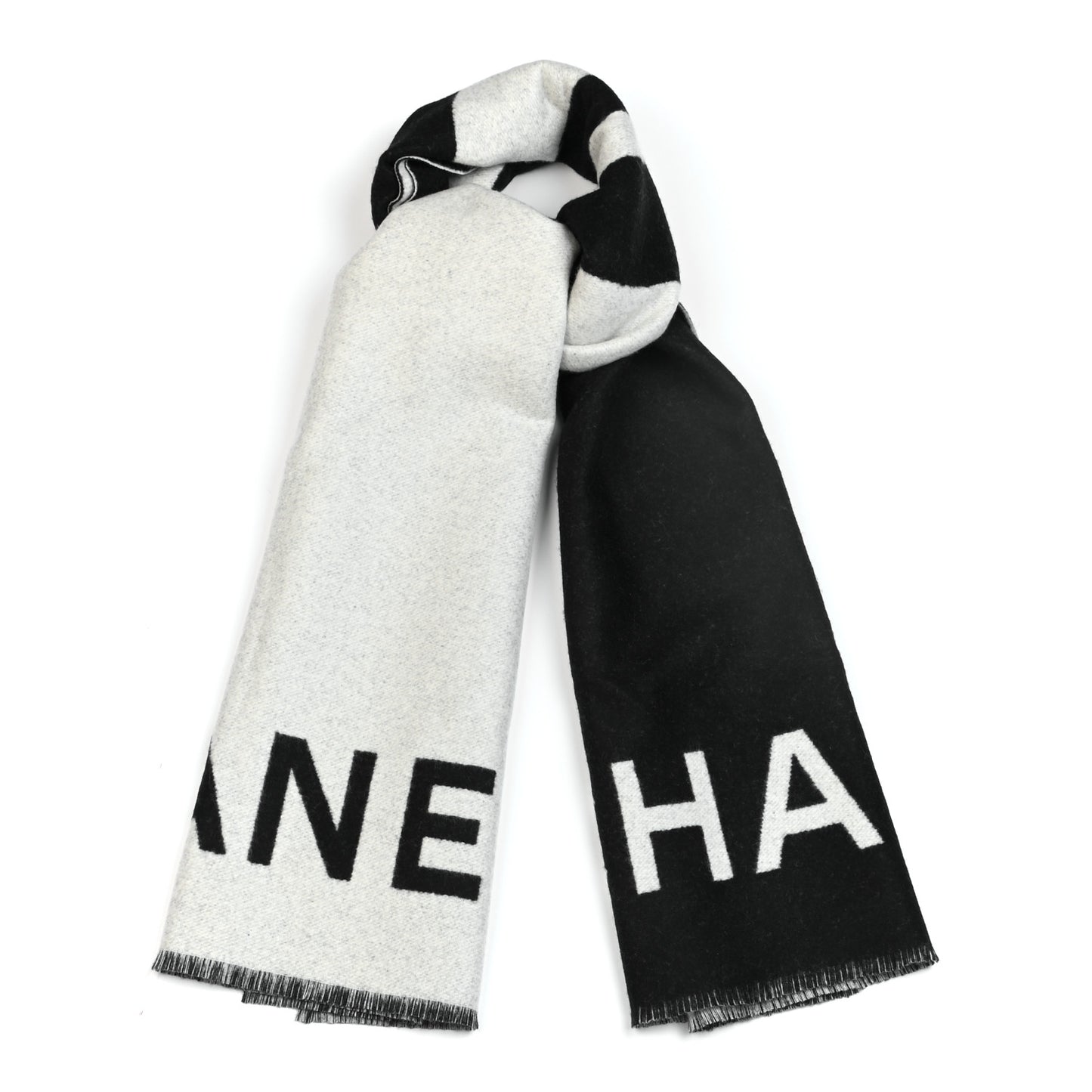 Cashmere CC Fringe Stole Black White