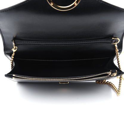 Fendi Vitello Liberty F is Fendi Bi-Color FF 1974 Embossed Medium Envelope Wallet On Chain Black Maya 5 of 10