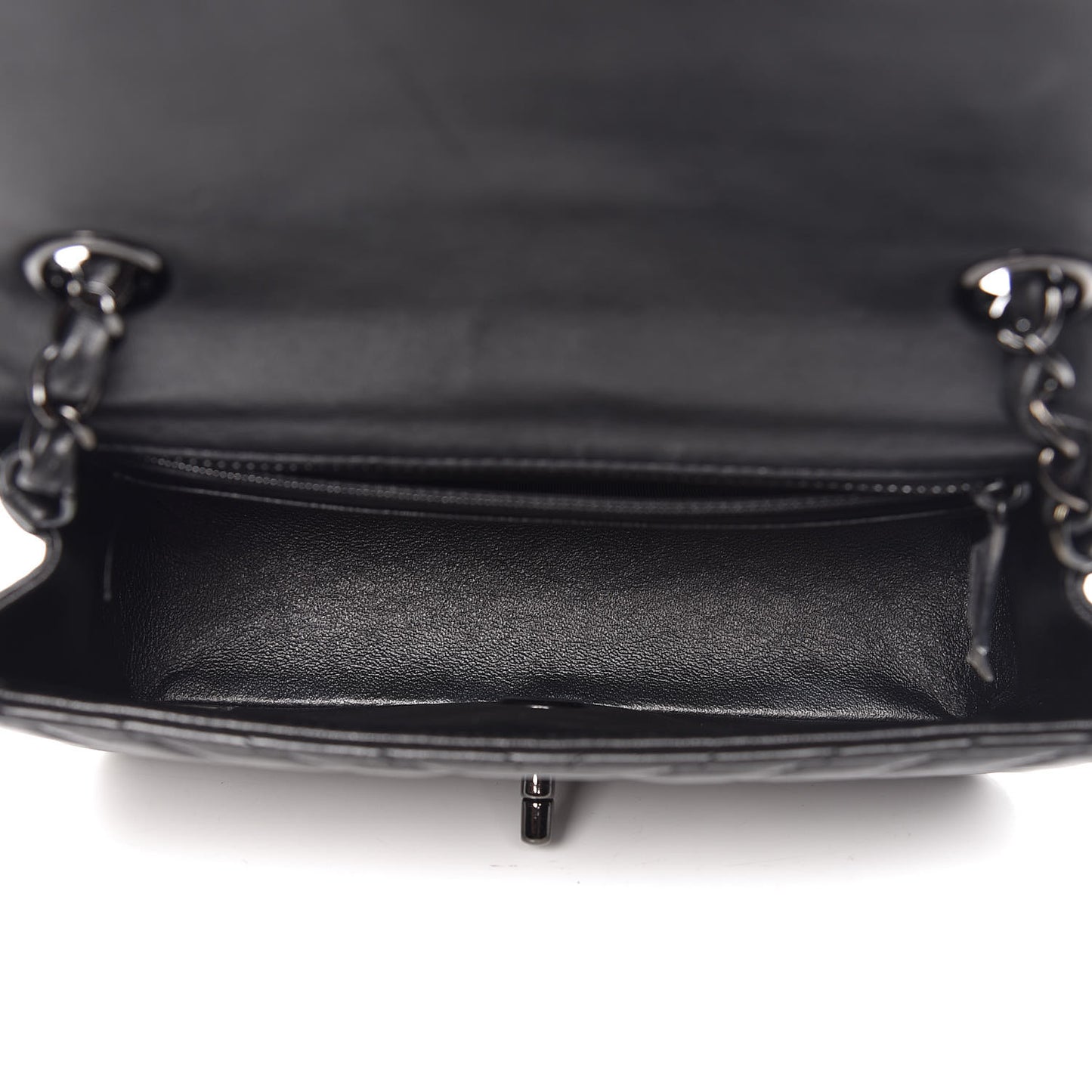 Lambskin Chevron Quilted Mini Rectangular Flap So Black