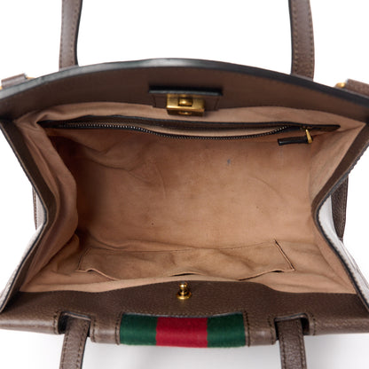 Gucci Textured Calfskin Web Crystal Butterfly Stripe Medium Totem Top Handle Bag New Acero 5 of 16
