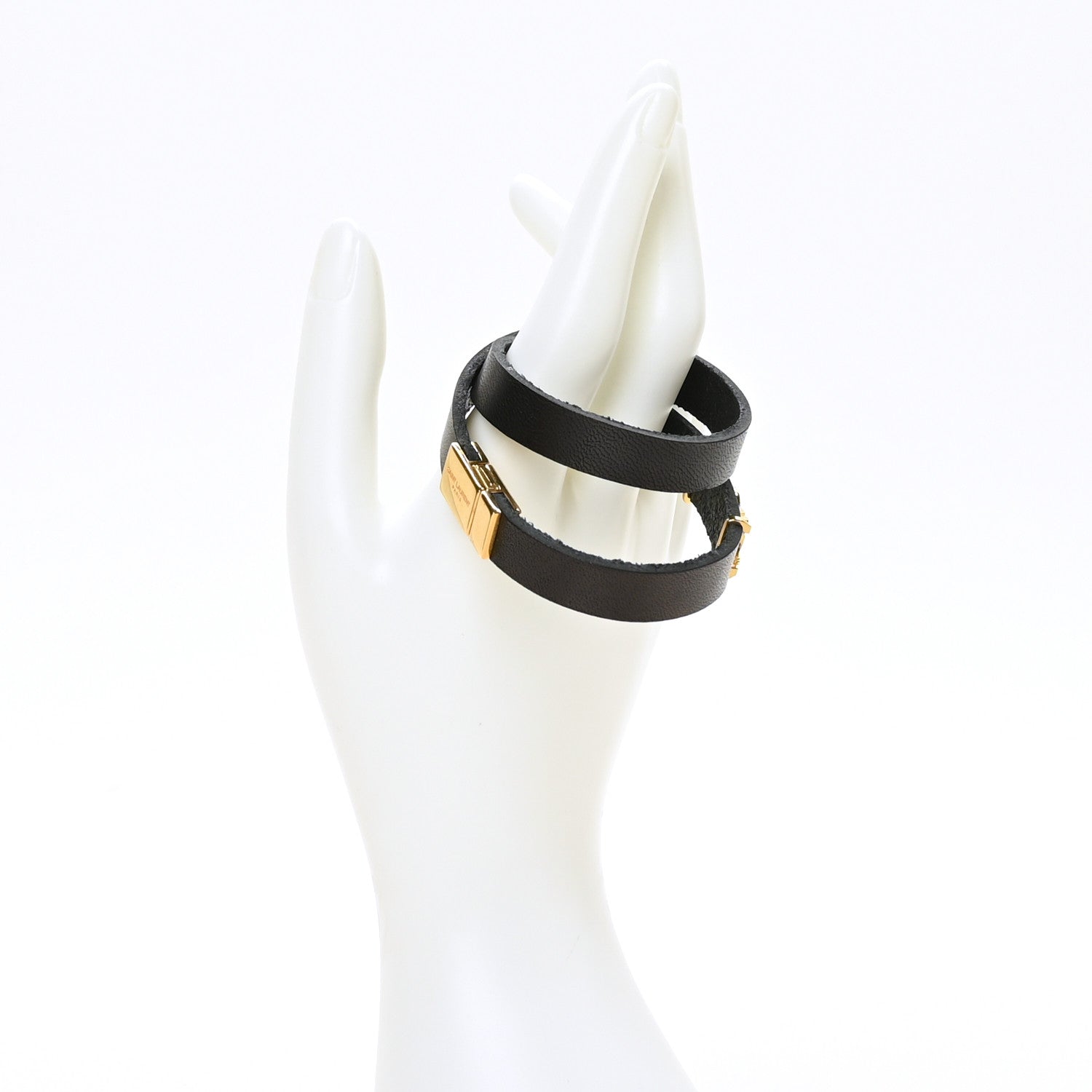 Saint Laurent Calfskin Opyum Double Wrap Bracelet Black 2 of 4