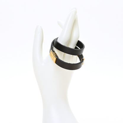 Saint Laurent Calfskin Opyum Double Wrap Bracelet Black 2 of 4