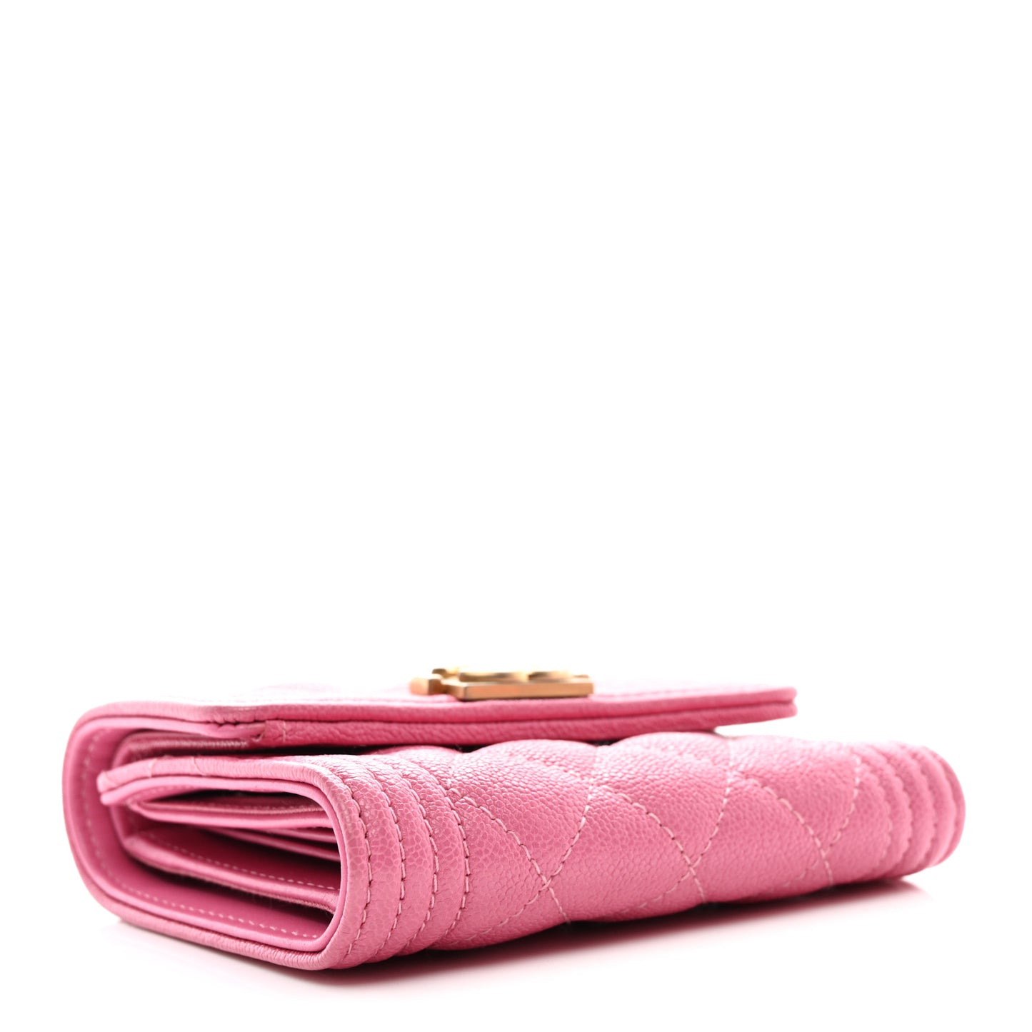 Caviar Quilted Compact Boy Wallet Pink