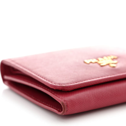 Prada Saffiano Metal French Flap Compact Wallet Peonia 9 of 12