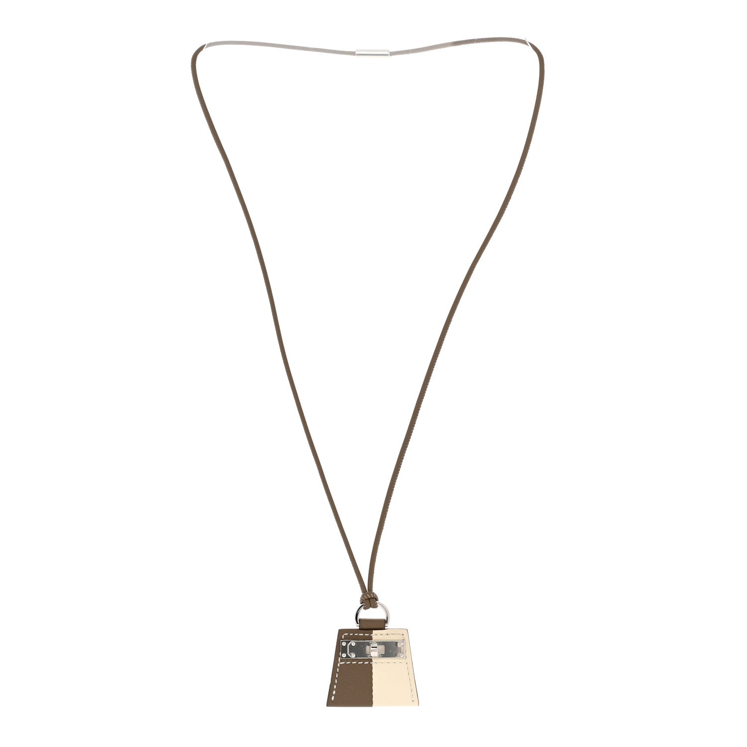 Hermes Swift Monpetit Small Kelly Pendant Necklace Etoupe Nata 3 of 6