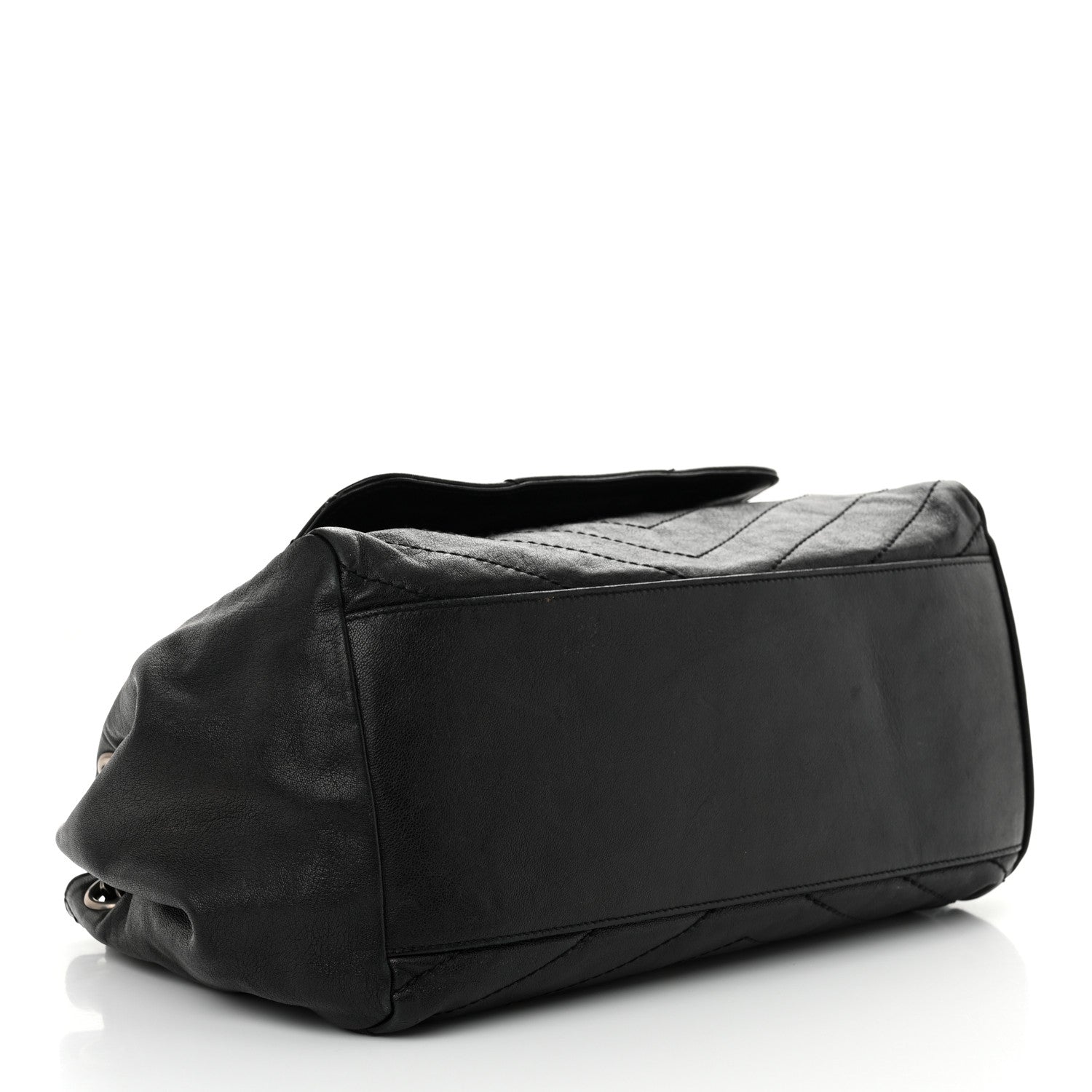 Saint Laurent Pebbled Lambskin Chevron Monogram Large Nolita Black 4 of 11