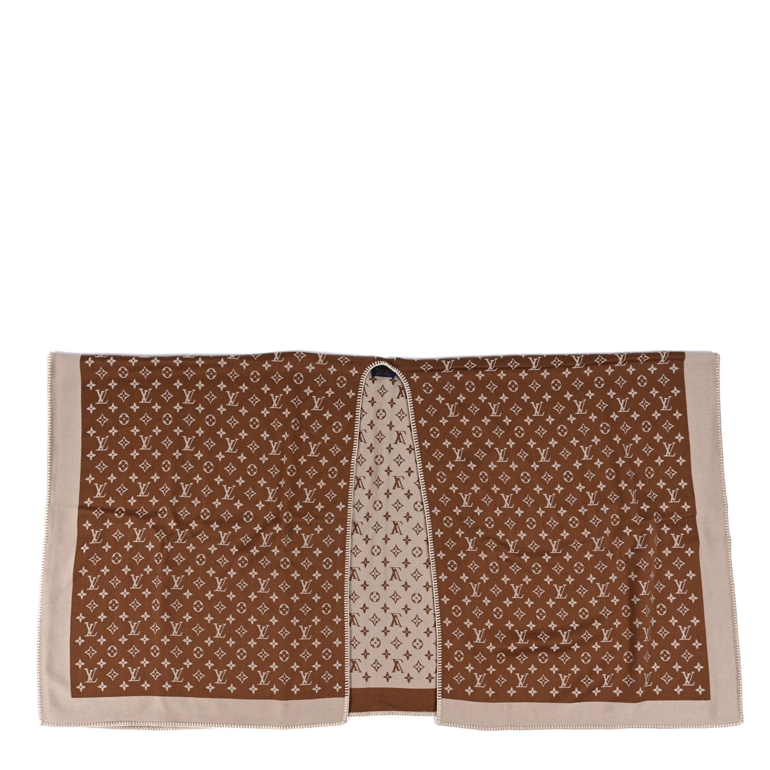 Louis Vuitton Wool Silk Cashmere Monogram Embrace Poncho Brown 1 of 4