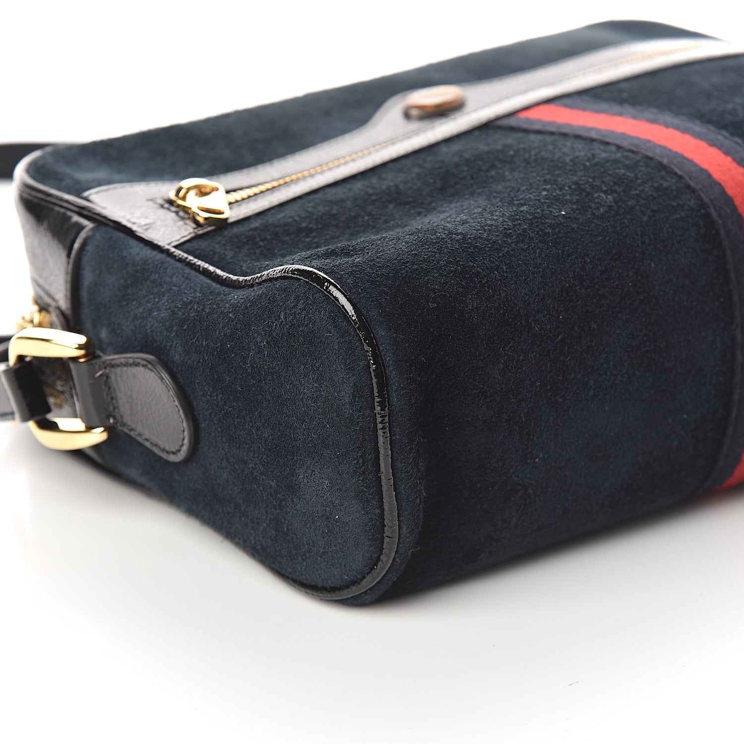 Gucci Suede Patent Web Small Ophidia Shoulder Bag Blue Black 7 of 8