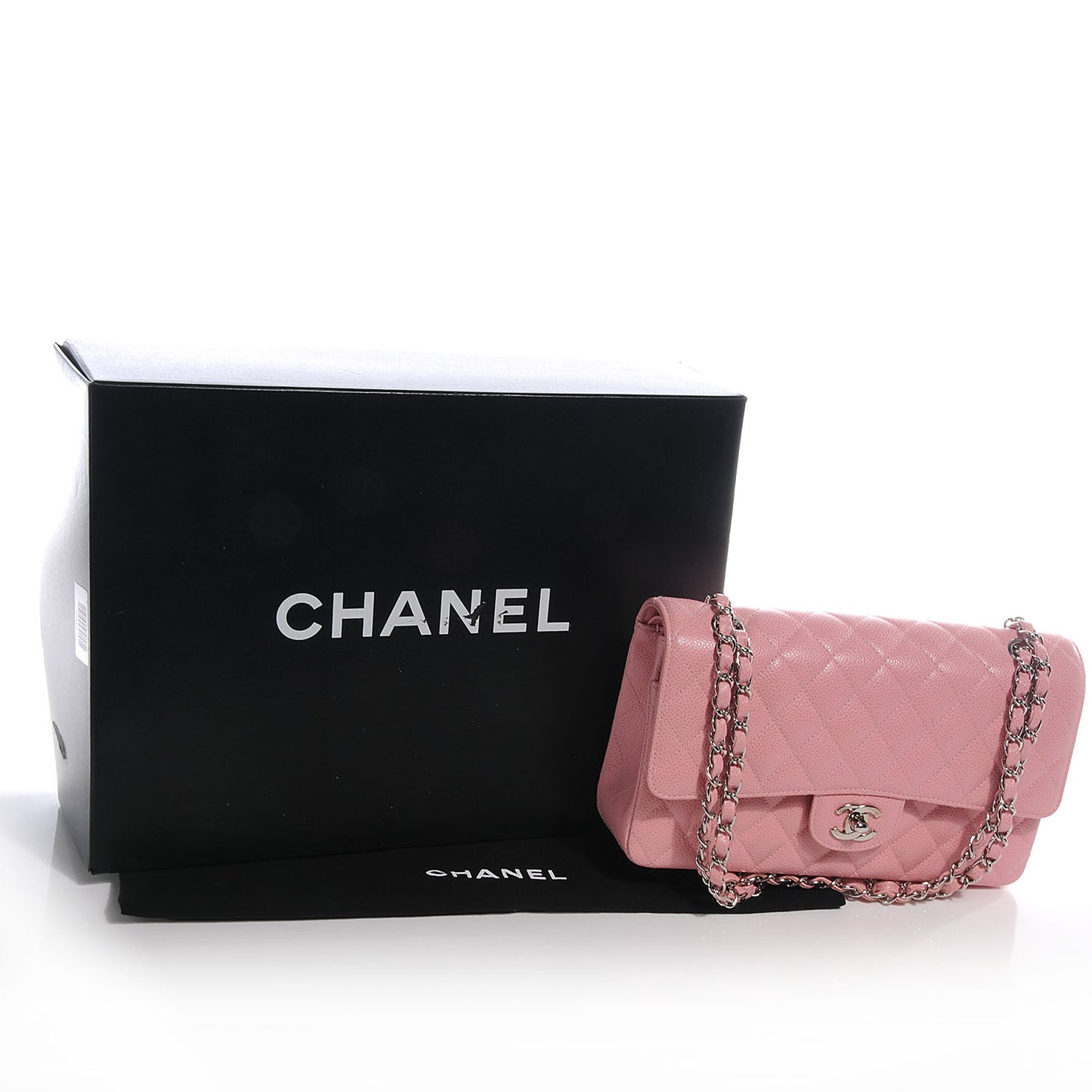 Caviar Medium Double Flap Pink