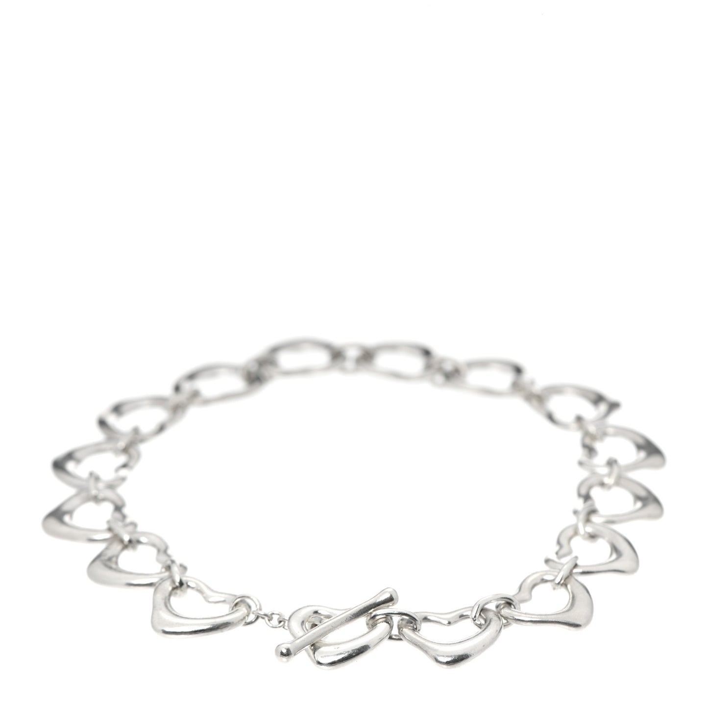 Sterling Silver Elsa Peretti Open Heart Link Toggle Bracelet