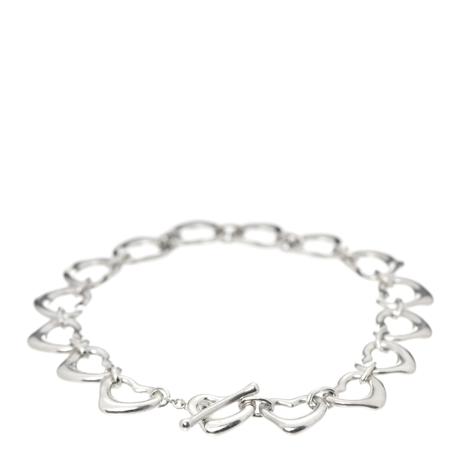 Tiffany Sterling Silver Elsa Peretti Open Heart Link Toggle Bracelet 3 of 4